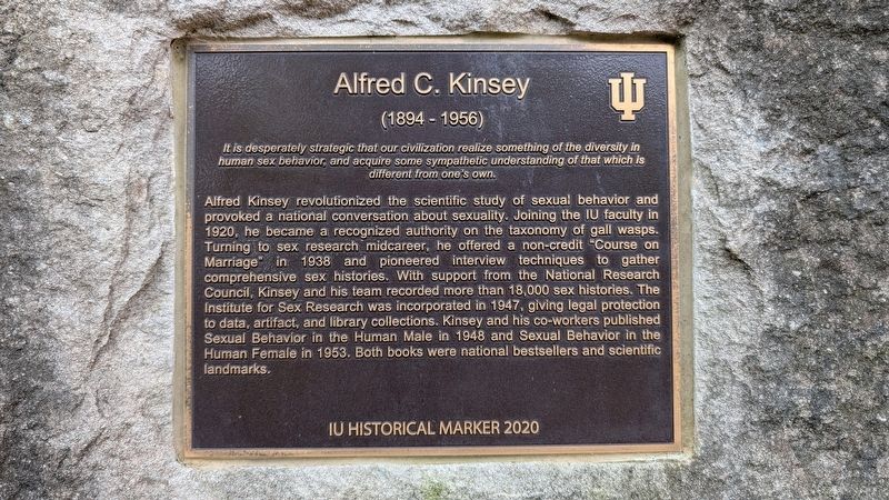 Alfred C. Kinsey Marker. Click for full size. Alfred C. Kinsey Marker image. Click for full size.