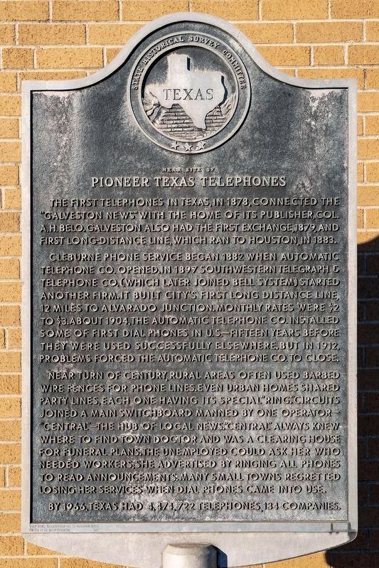 Pioneer Texas Telephones Marker. Click for full size. Pioneer Texas Telephones Marker image. Click for full size.