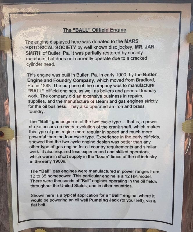 The "BALL" Oilfield Engine Marker. Click for full size. The "BALL" Oilfield Engine Marker image. Click for full size.