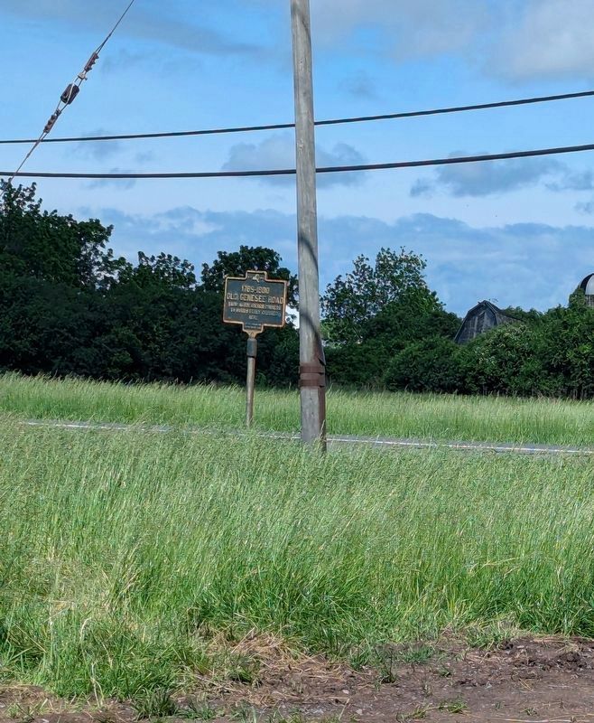 1789-1800 Old Genesee Road Marker as seen from Experimental Road. Click for full size. 1789-1800 Old Genesee Road Marker as seen from Experimental Road image. Click for full size.