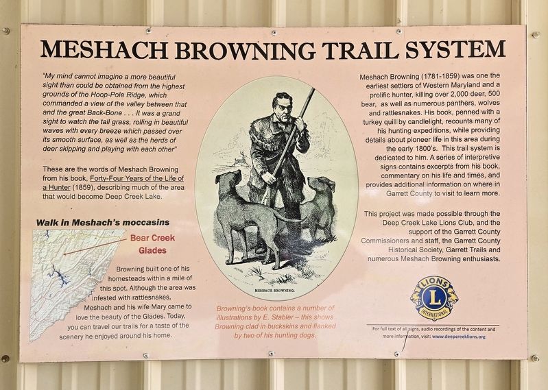 Meshach Browning Trail System Marker image. Click for full size.