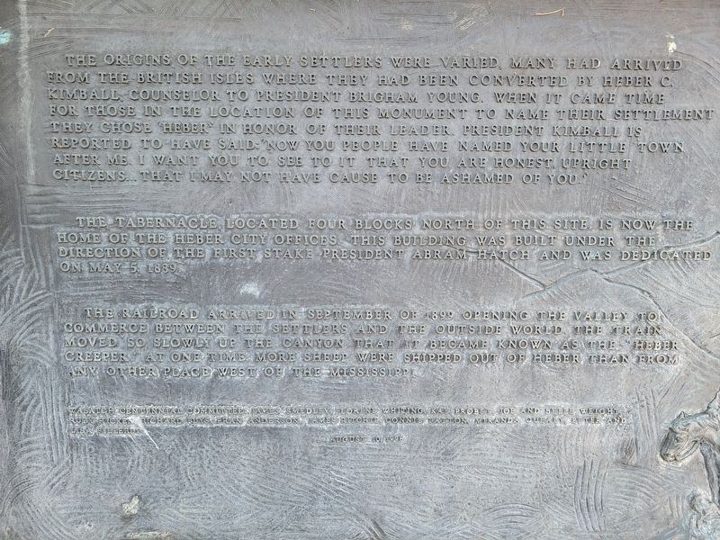 First Pioneer Settlers in Timpanogos Valley Marker. Click for full size. First Pioneer Settlers in Timpanogos Valley Marker image. Click for full size.