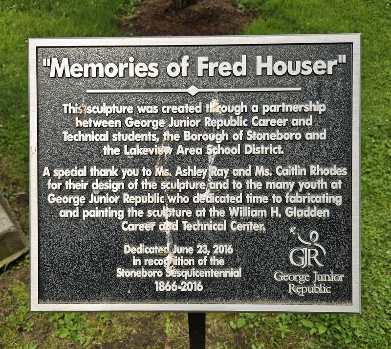 "Memories of Fred Houser" Marker. Click for full size. "Memories of Fred Houser" Marker image. Click for full size.