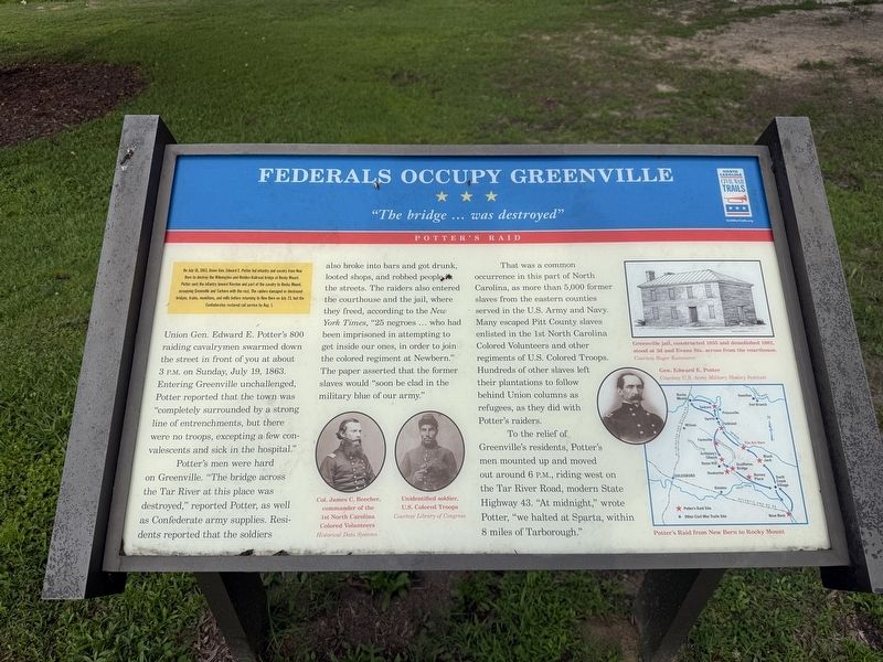 Federals Occupy Greenville Marker. Click for full size. Federals Occupy Greenville Marker image. Click for full size.