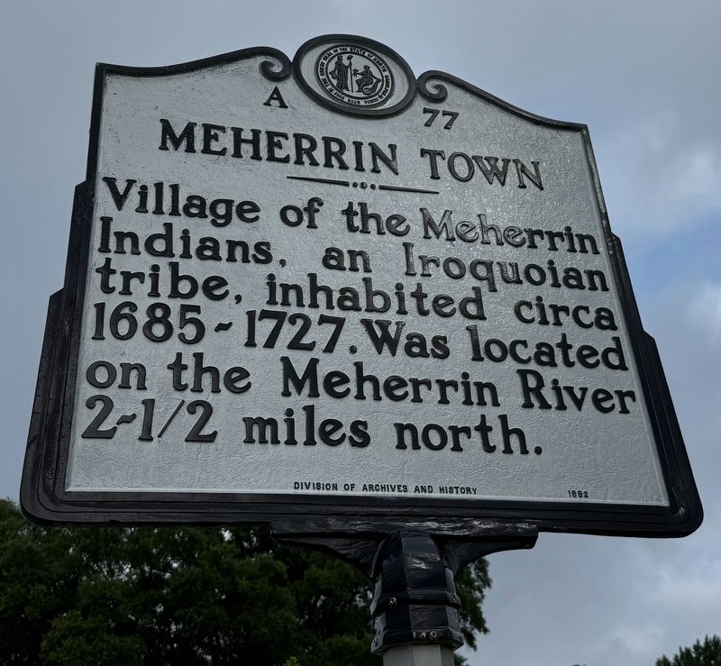 Meherrin Town Marker. Click for full size. Meherrin Town Marker image. Click for full size.