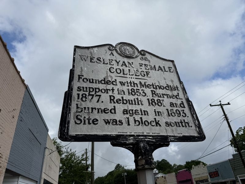 Wesleyan Female College Marker. Click for full size. Wesleyan Female College Marker image. Click for full size.
