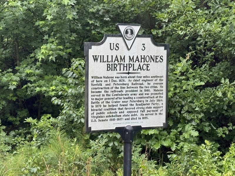 William Mahone's Birthplace Marker. Click for full size. William Mahone's Birthplace Marker image. Click for full size.