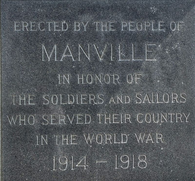 Manville World War I Memorial. Click for full size. Manville World War I Memorial image. Click for full size.