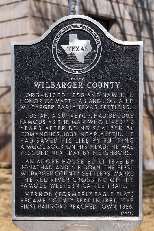 Early Wilbarger County Marker. Click for full size. Early Wilbarger County Marker image. Click for full size.