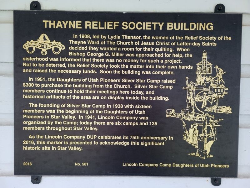 Thane Relief Society Building Marker image. Click for full size.