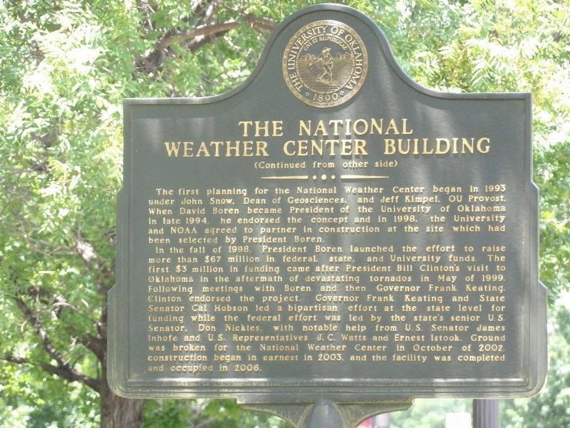 The National Weather Center Building Marker, Side Two. Click for full size. The National Weather Center Building Marker, Side Two image. Click for full size.