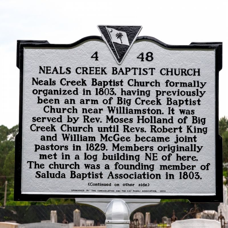 Neals Creek Baptist Church Marker, Side One. Click for full size. Neals Creek Baptist Church Marker, Side One image. Click for full size.