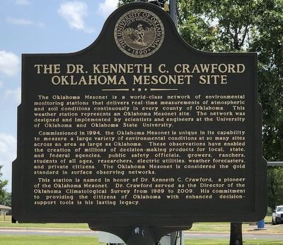 The Dr. Kenneth C. Crawford Oklahoma Mesonet Site Marker image. Click for full size.