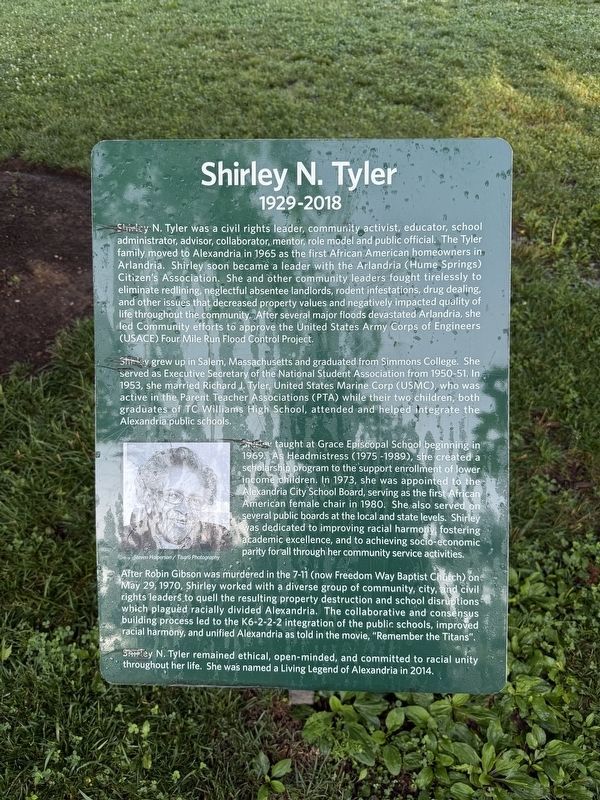Shirley N. Tyler Marker. Click for full size. Shirley N. Tyler Marker image. Click for full size.