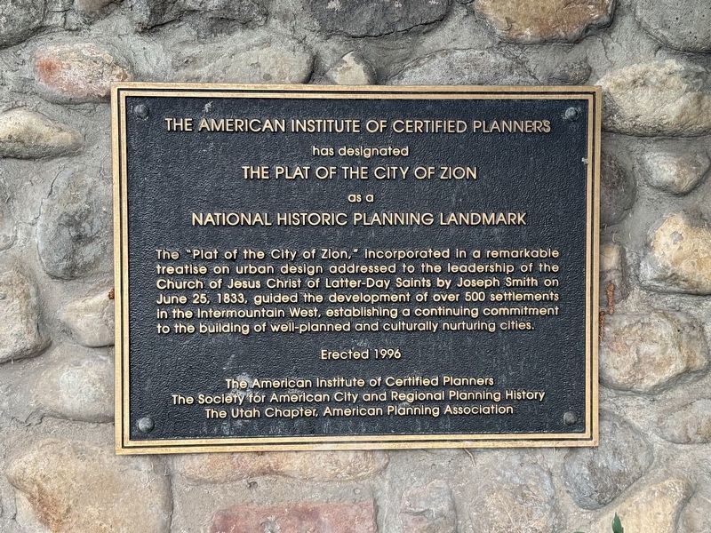 Plat of the City of Zion Marker. Click for full size. Plat of the City of Zion Marker image. Click for full size.