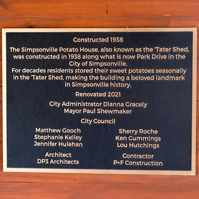 The Sympsonville Potato House Marker. Click for full size. The Sympsonville Potato House Marker image. Click for full size.