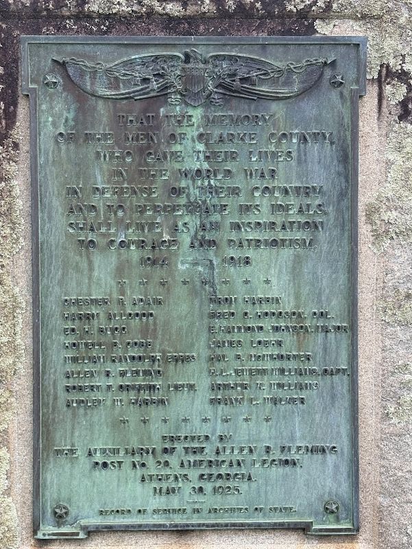 Memorial to WWI War Dead Marker. Click for full size. Memorial to WWI War Dead Marker image. Click for full size.