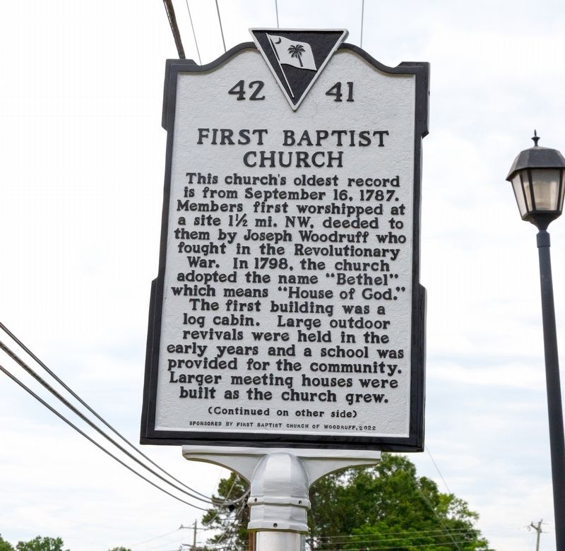 First Baptist Church Marker, Side One image. Click for full size.