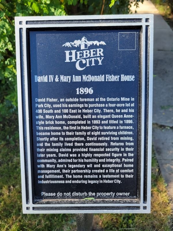 David IV & Mary Ann McDonald Fisher House Marker image. Click for full size.