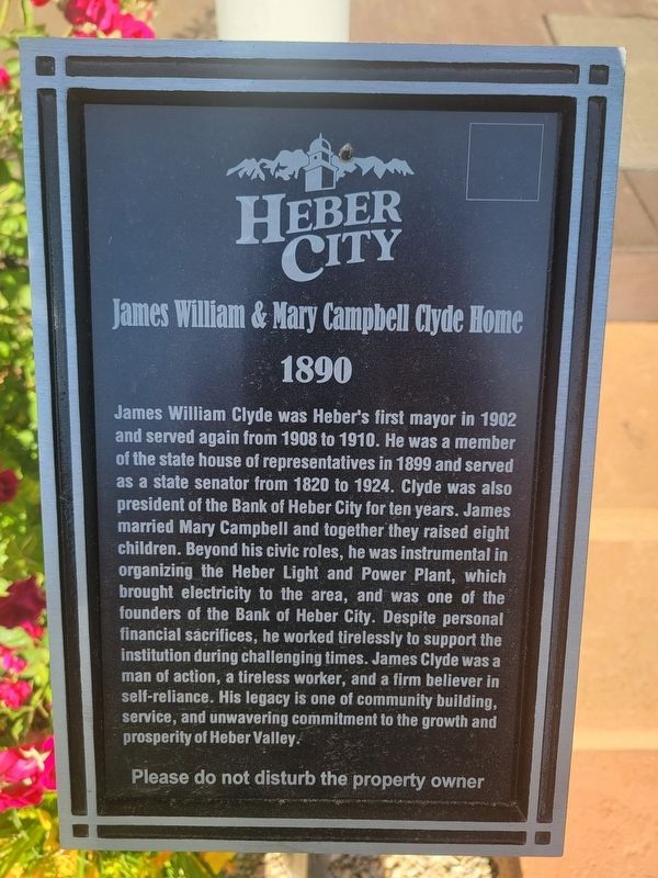 James William & Mary Campbell Clyde Home Marker image. Click for full size.