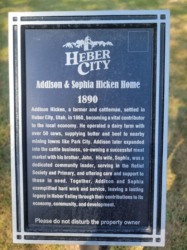 Addison & Sophia Hicken Home Marker. Click for full size. Addison & Sophia Hicken Home Marker image. Click for full size.