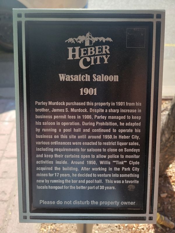 Wasatch Saloon Marker image. Click for full size.