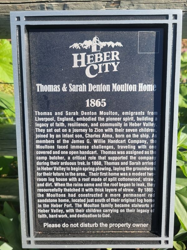 Thomas & Sarah Denton Moulton Home Marker image. Click for full size.