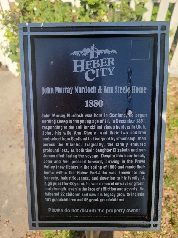 John Murray Murdoch & Ann Steele Home Marker image. Click for full size.