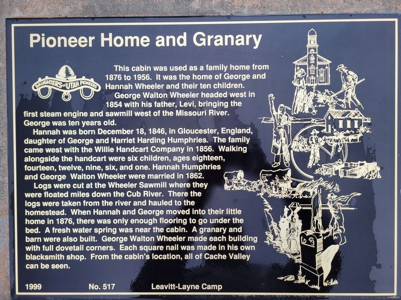 Pioneer Home and Granary Marker. Click for full size. Pioneer Home and Granary Marker image. Click for full size.