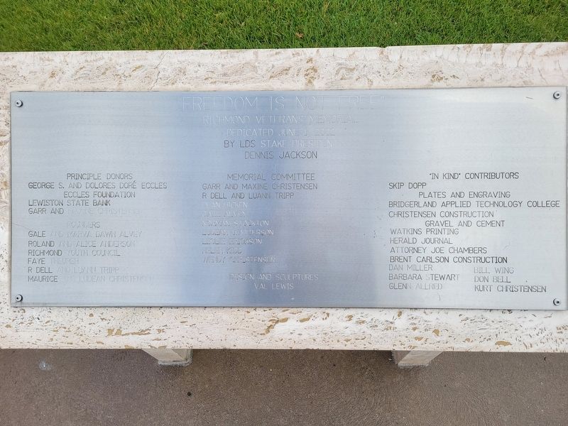 Richmond Veteran's Memorial Marker. Click for full size. Richmond Veteran's Memorial Marker image. Click for full size.