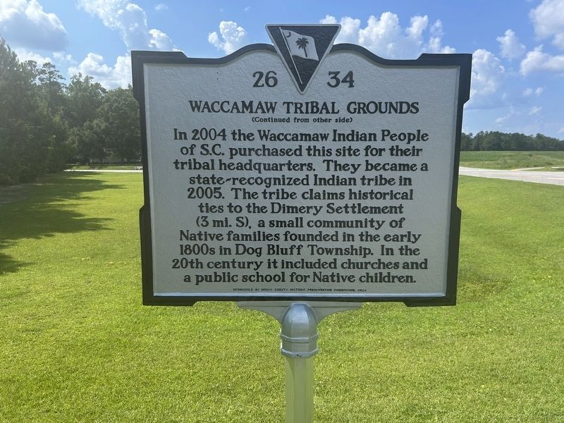 Waccamaw Tribal Grounds Marker, Side Two image. Click for full size.