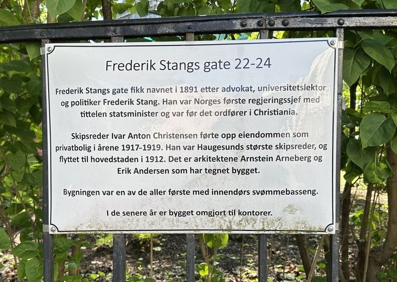 Frederik Stangs gate 22-24 Marker. Click for full size. Frederik Stangs gate 22-24 Marker image. Click for full size.