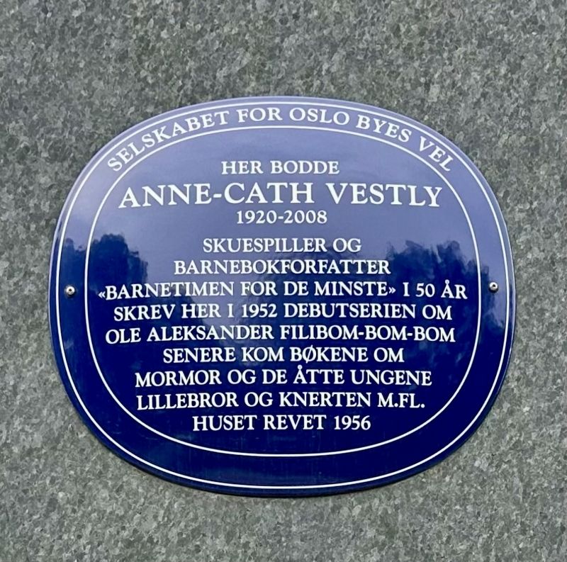 Anne-Cath Vestly Marker. Click for full size. Anne-Cath Vestly Marker image. Click for full size.