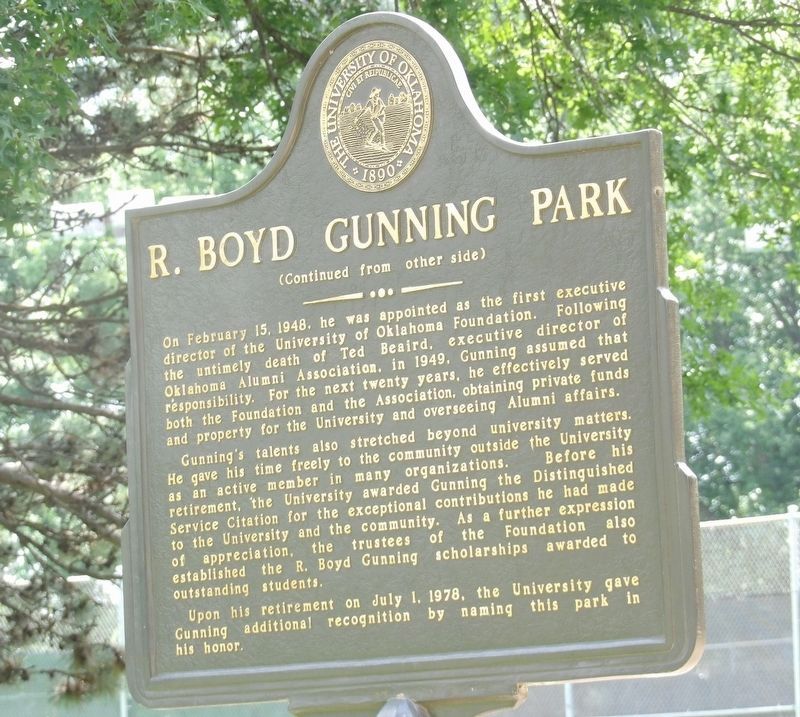 R. Boyd Gunning Park Marker, Side Two. Click for full size. R. Boyd Gunning Park Marker, Side Two image. Click for full size.