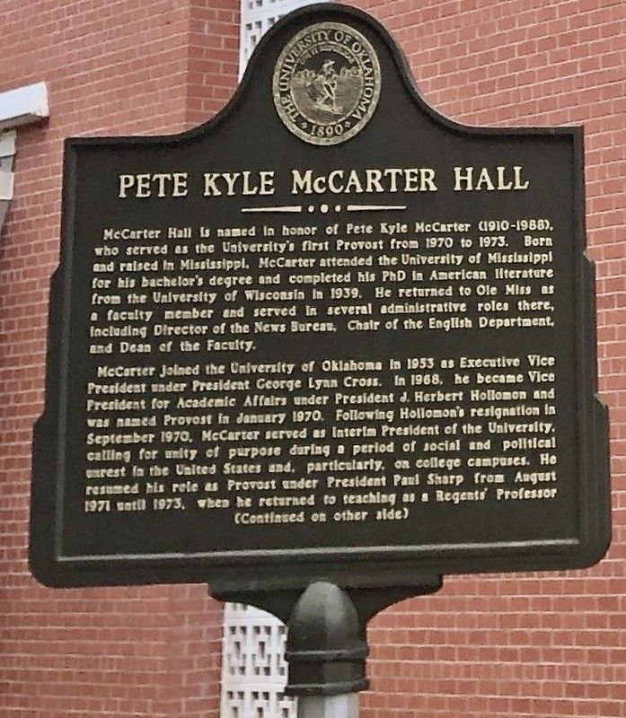 Pete Kyle McCarter Hall Marker. Click for full size. Pete Kyle McCarter Hall Marker image. Click for full size.