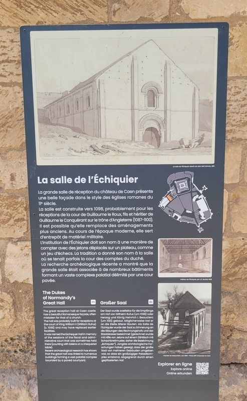 La salle de l'�chiquier / The Dukes of Normandy's Great Hall Marker image. Click for full size.