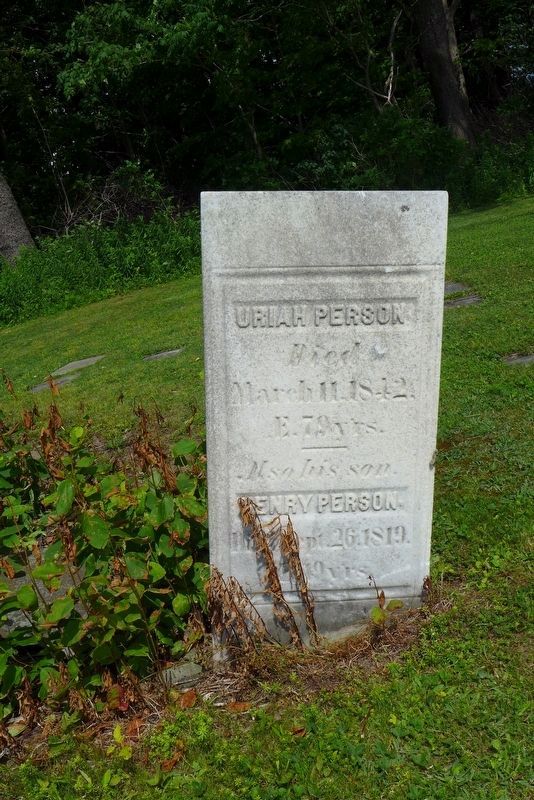 Uriah Person and his son�s gravestone image. Click for full size.