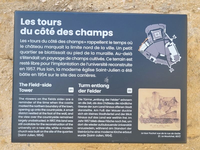 Les tours du côté des champs / The Field-side Tower Marker. Click for full size. Les tours du côté des champs / The Field-side Tower Marker image. Click for full size.