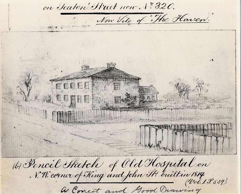 Sketch of Old York Hospital built 1819. [sic] image. Click for full size.