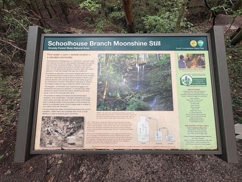 Schoolhouse Branch Moonshine Still Marker image. Click for full size.