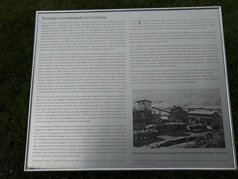 Tennessee Consolidated Coal Company Marker image. Click for full size.