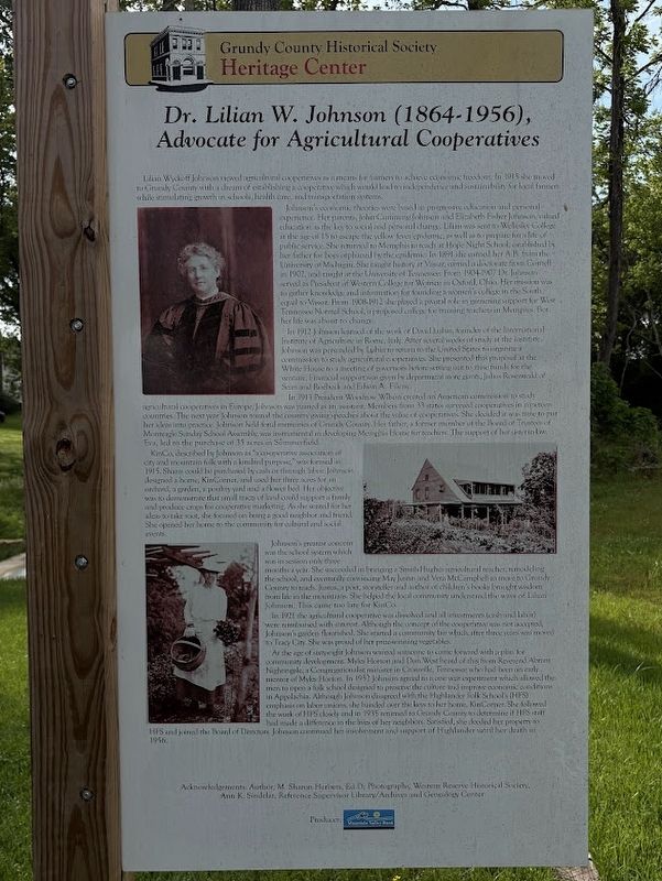 Dr. Lilian W. Johnson (1864-1956), Advocate for Agricultural Cooperatives / "Highlander's An Idea" M image. Click for full size.