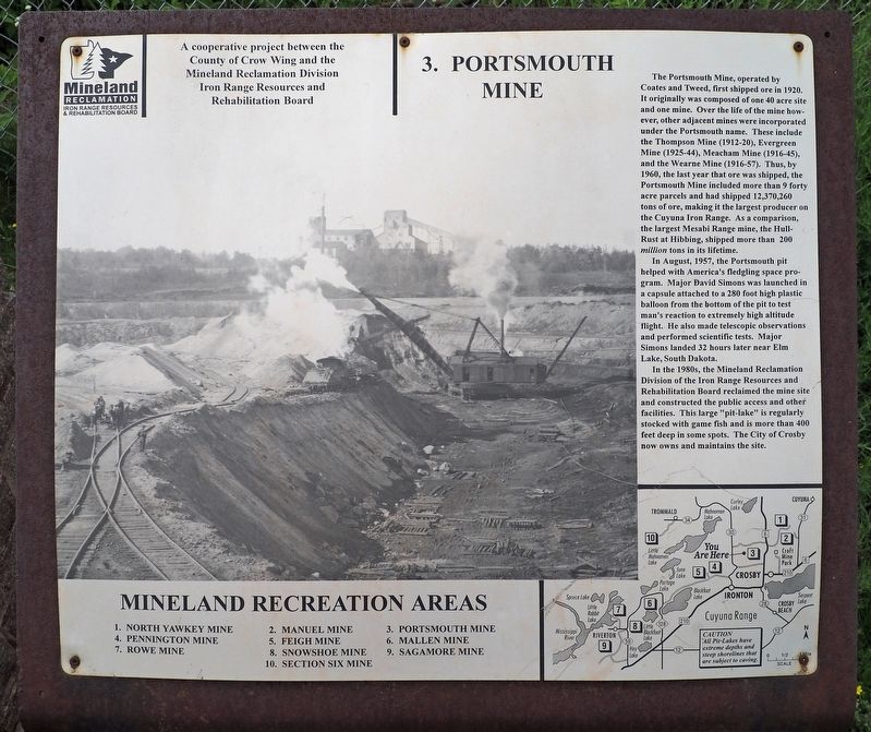 Portsmouth Mine Marker. Click for full size. Portsmouth Mine Marker image. Click for full size.