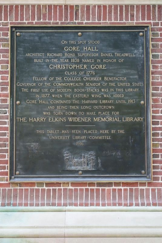 Gore Hall Marker. Click for full size. Gore Hall Marker image. Click for full size.