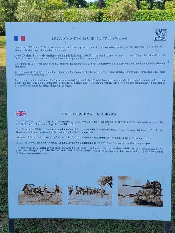 Le Canon Anti Char de 17 Livres (76.2mm) / The 17 Pounder Anti-tank Gun Marker image. Click for full size.