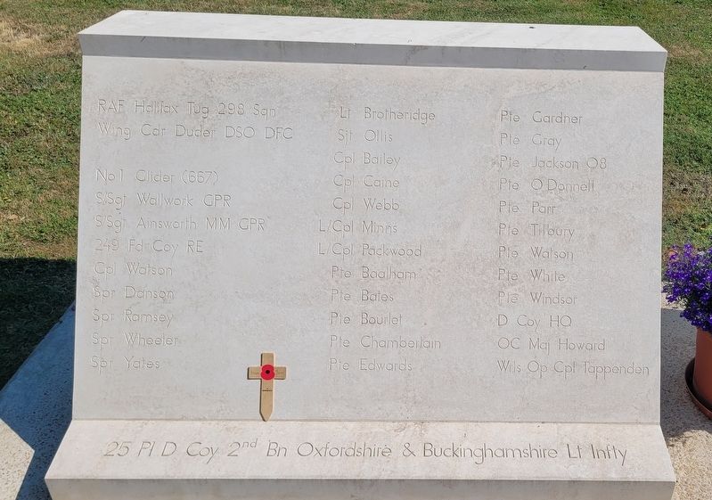 'Coup de Main' Glider Operation Memorial - 1st Panel. Click for full size. 'Coup de Main' Glider Operation Memorial - 1st Panel image. Click for full size.