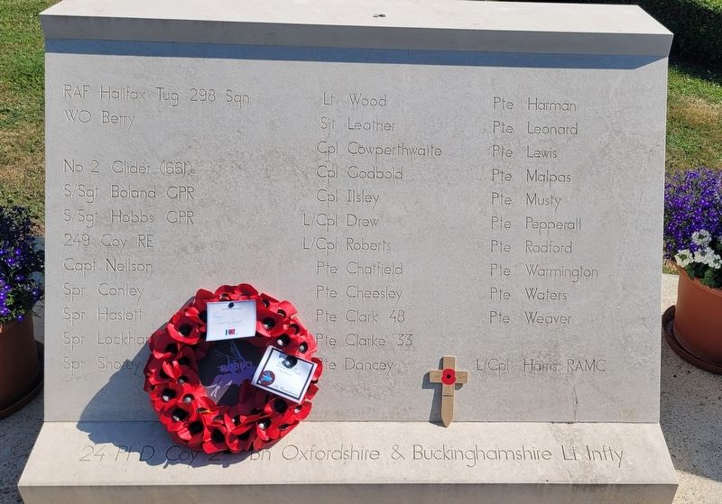 'Coup de Main' Glider Operation Memorial - 2nd Panel. Click for full size. 'Coup de Main' Glider Operation Memorial - 2nd Panel image. Click for full size.