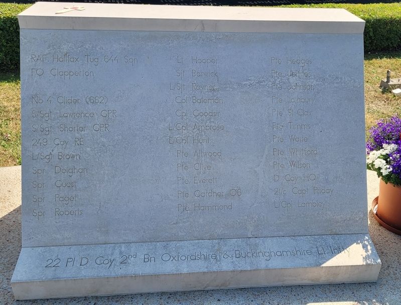 'Coup de Main' Glider Operation Memorial - 4th Panel. Click for full size. 'Coup de Main' Glider Operation Memorial - 4th Panel image. Click for full size.
