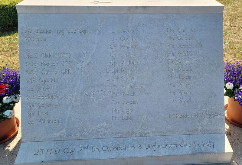 'Coup de Main' Glider Operation Memorial - 5th Panel. Click for full size. 'Coup de Main' Glider Operation Memorial - 5th Panel image. Click for full size.