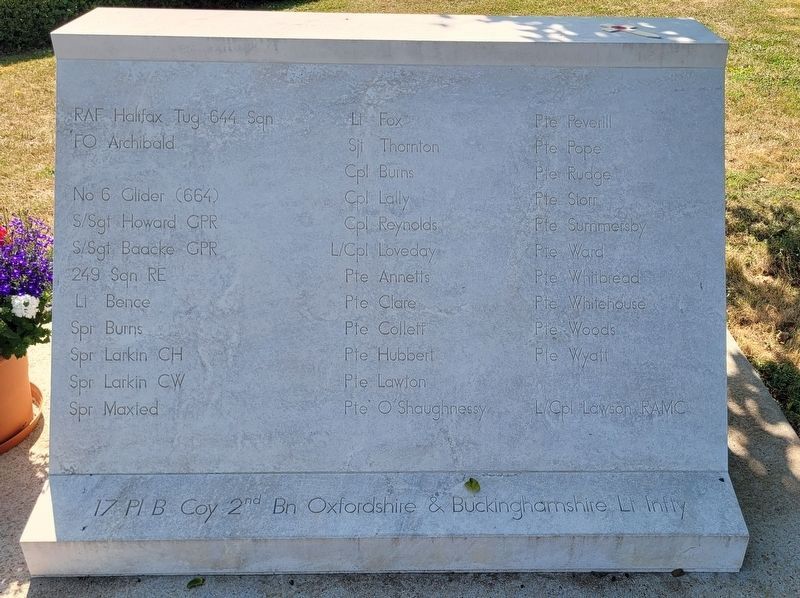 'Coup de Main' Glider Operation Memorial - 6th Panel. Click for full size. 'Coup de Main' Glider Operation Memorial - 6th Panel image. Click for full size.